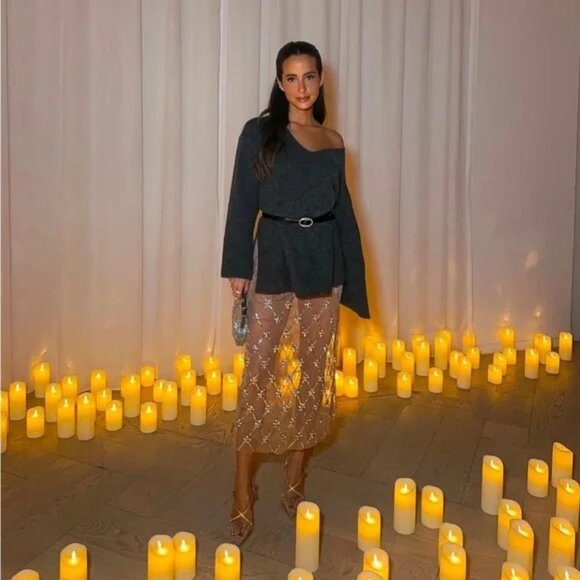 NWT ZARA SEQUINNED RHINESTONE TULLE SKIRT - Picture 4 of 7